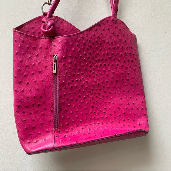 Ostrich leather shoulder bag backpack pink - Picture 2 of 12